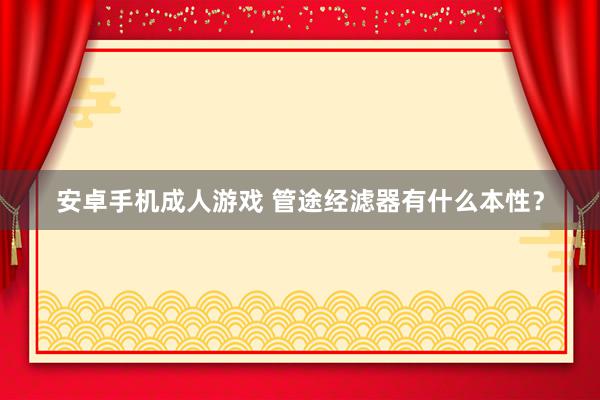 安卓手机成人游戏 管途经滤器有什么本性？