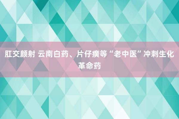 肛交颜射 云南白药、片仔癀等“老中医”冲刺生化革命药