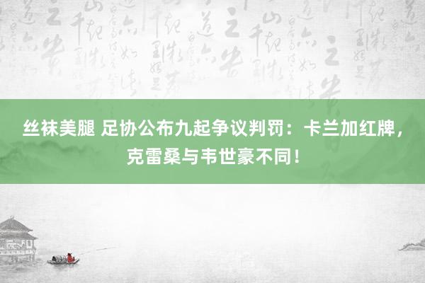 丝袜美腿 足协公布九起争议判罚：卡兰加红牌，克雷桑与韦世豪不同！