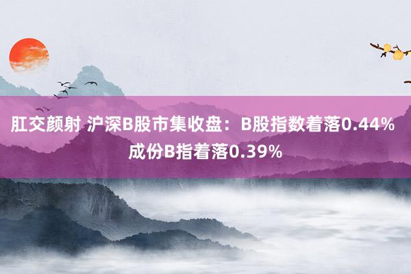 肛交颜射 沪深B股市集收盘：B股指数着落0.44% 成份B指着落0.39%