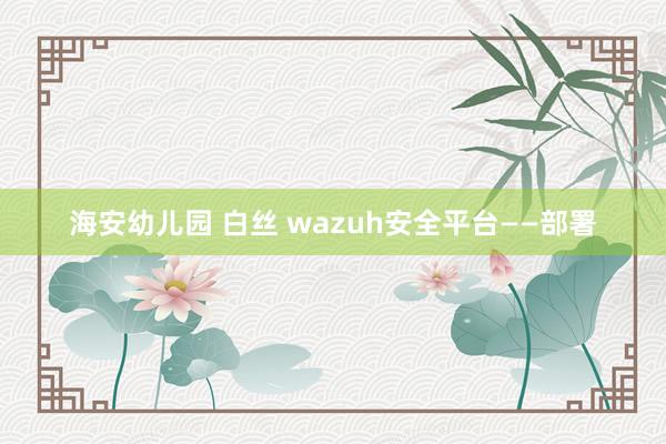 海安幼儿园 白丝 wazuh安全平台——部署