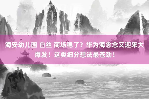 海安幼儿园 白丝 商场稳了？华为海念念又迎来大爆发！这类细分想法最苍劲！